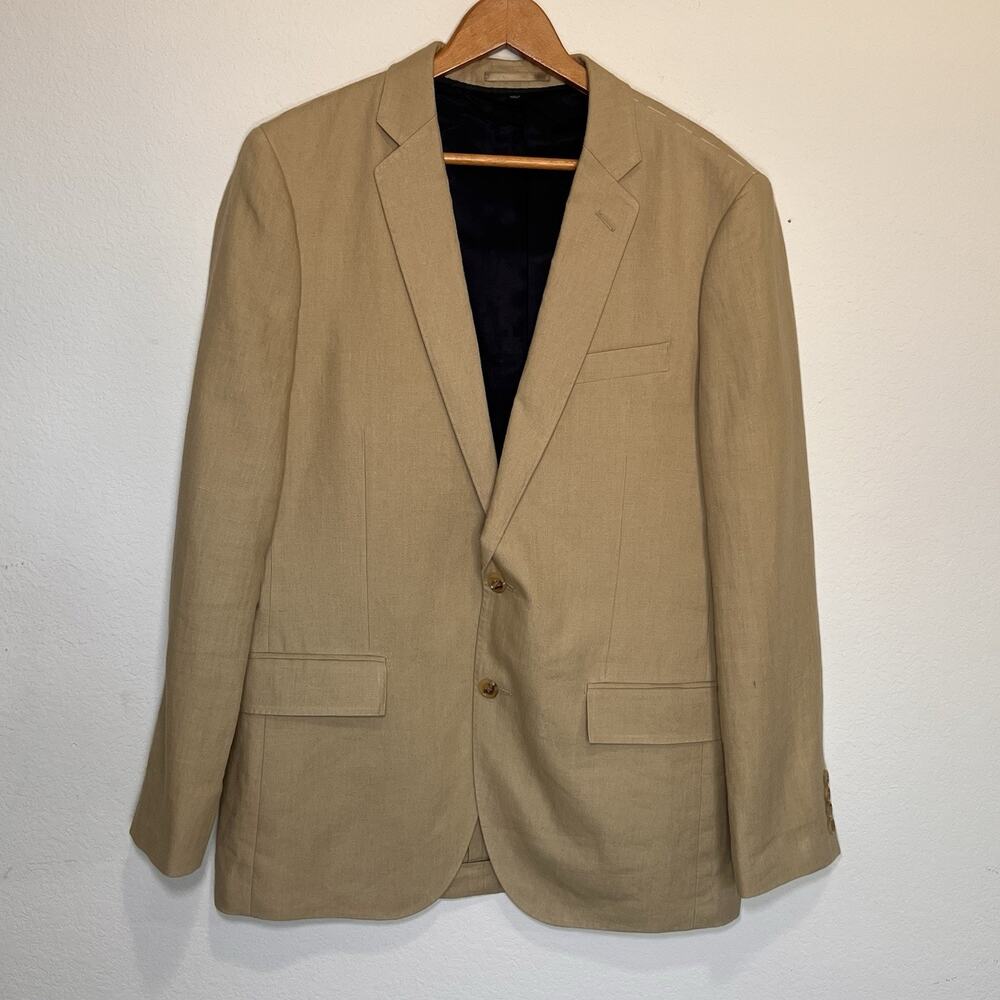 J.Crew Ludlow Baird Mcnutt Blazer Men Size 40R Tan 100% Irish Linen Preppy Coat